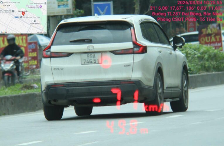 Bắc Ninh: Danh sách 882 trường hợp dính phạt nguội tốc độ từ ngày 02/3 đến 08/3